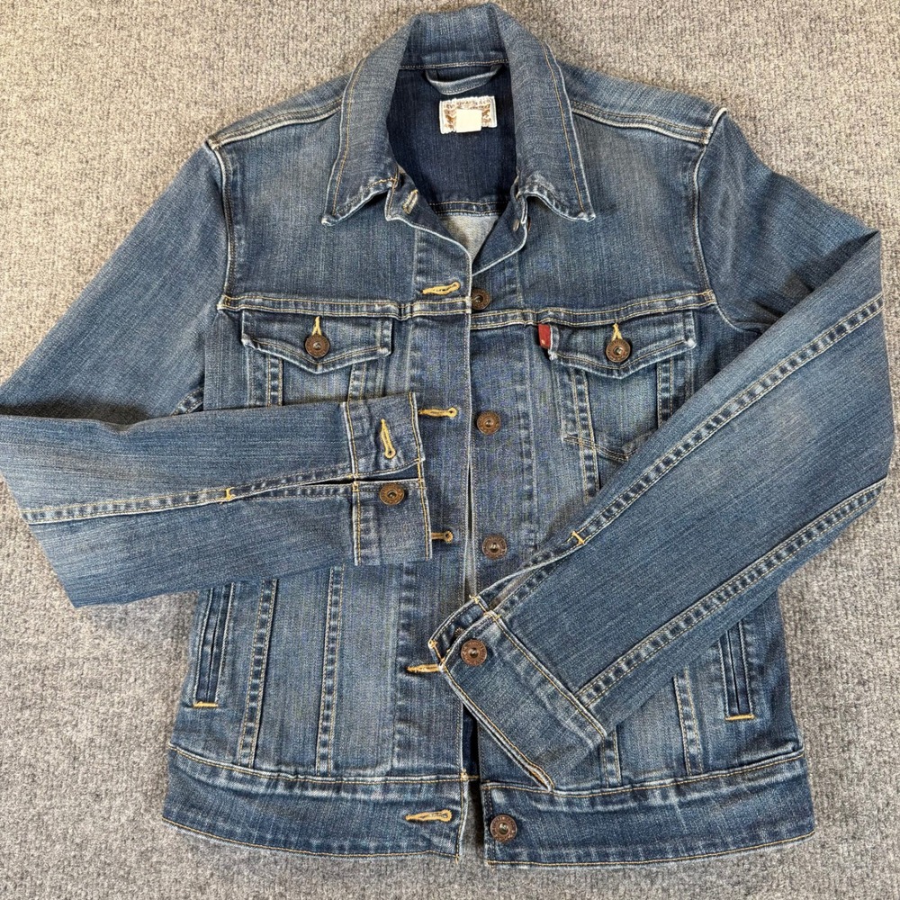 Levis Womens Denim Trucker‎ Jacket Medium Wash Blue Jean Jacket XS 70240-0034